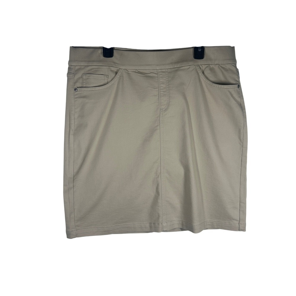 Liz Claiborne Comfort Stretch Pull On Skirt Women's Size‎ 18 Beige Casual NEW